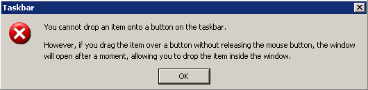 Task Bar Error Message