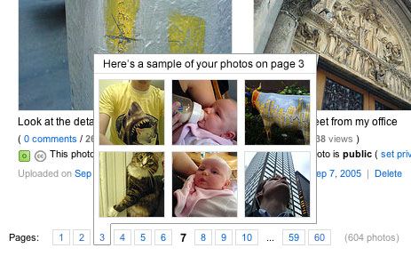 Flickr pagination with information scent